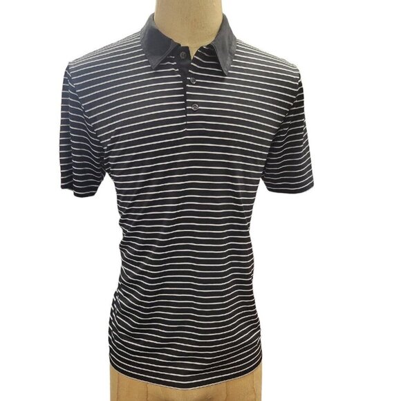 PERRY Ellis Men's Stripped Polo Short Sleeve Shirt.  Size Large - Picture 1 of 8